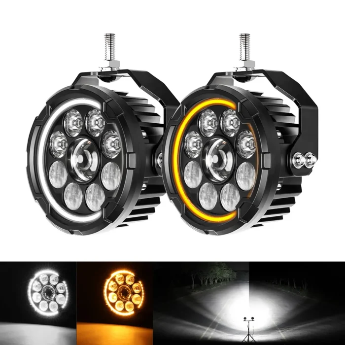 COLIGHT D09 PRO – Phares additionnels LED 4,5″ High/Low Beam + DRL Orange - Image 2